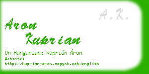 aron kuprian business card